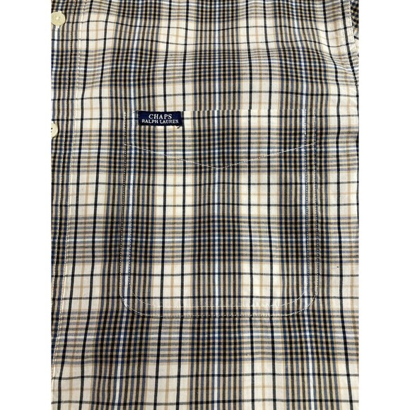 Vintage Chaps Ralph Lauren Men’s M Brown Plaid Button Up Shirt Long Sleeve - Picture 9 of 9